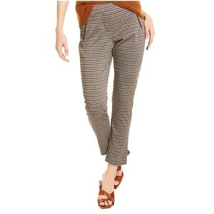 J. McLaughlin Ross Ankle Pants Zipper Pocket Brown Houndstooth Size 8
